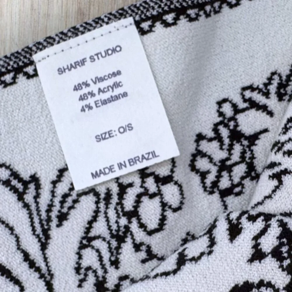 Sharif Studio Black White Reversible Beaded Floral Jacquard Pashmina Scarf Shawl